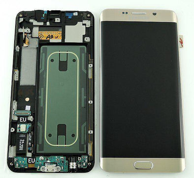LCD + TOUCH FOR SAMSUNG S6 EDGE PLUS WITH FRAME GOLD - Tiger Parts