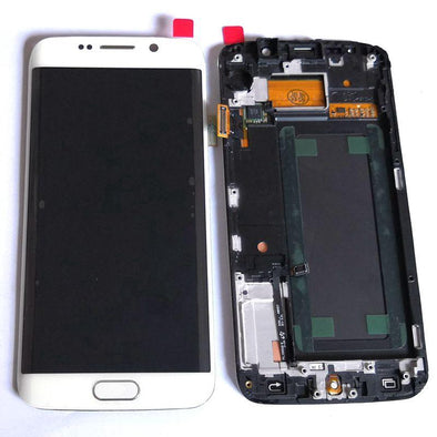 LCD + TOUCH FOR SAMSUNG S6 EDGE PLUS WITH FRAME WHITE - Tiger Parts