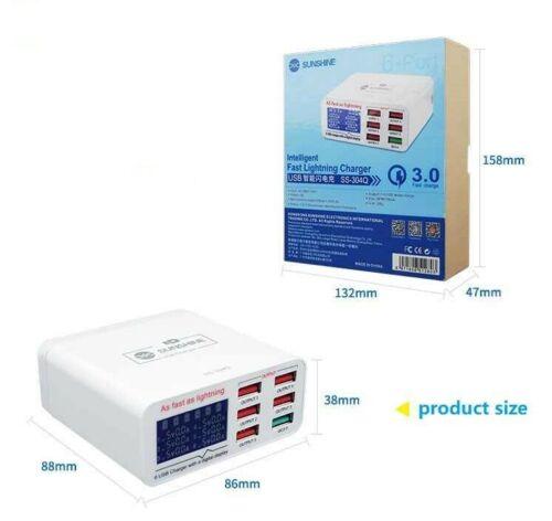 Sunshine 6 USB smart charge support QC 3.0 fast charge with digital display - Tiger Parts